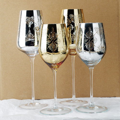 Silver Plated Crystal Wine Glass