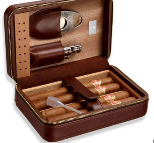 Leather & Wood Cigar Case