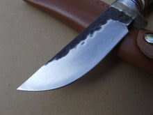 Damascus Steel Knife with Horn Handle